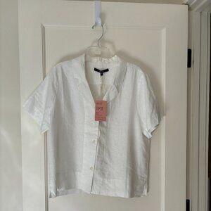 Quince White 100% European Linen Short Sleeve Shirt NWT Size M